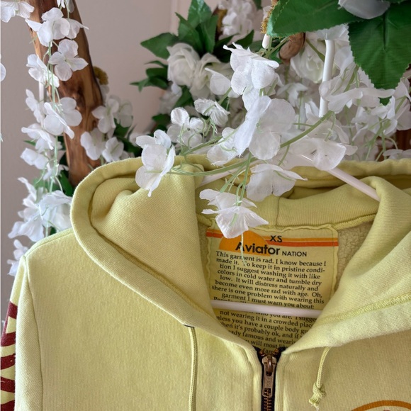 Aviator Nation Light Lime Green Zip Hoodie with Rainbow Logo Venice CA 🌊 🌈 - Picture 4 of 7
